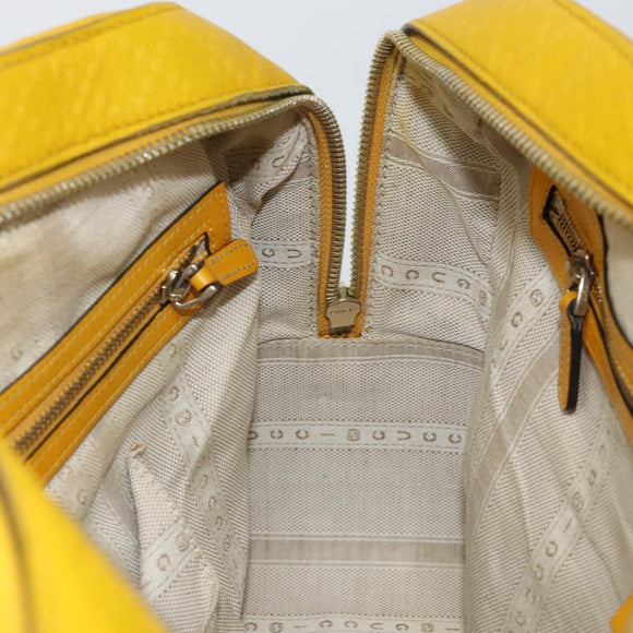 GUCCI Diamante Hand Bag Leather Yellow Silver 354332 Auth bs29447