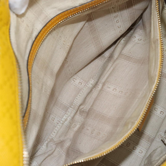 GUCCI Diamante Hand Bag Leather Yellow Silver 354332 Auth bs29447