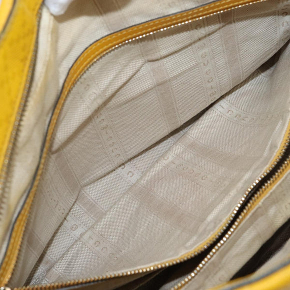 GUCCI Diamante Hand Bag Leather Yellow Silver 354332 Auth bs29447