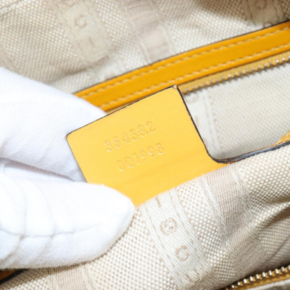 GUCCI Diamante Hand Bag Leather Yellow Silver 354332 Auth bs29447