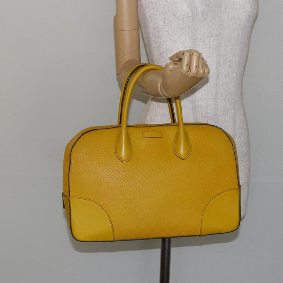 GUCCI Diamante Hand Bag Leather Yellow Silver 354332 Auth bs29447