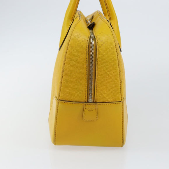GUCCI Diamante Hand Bag Leather Yellow Silver 354332 Auth bs29447