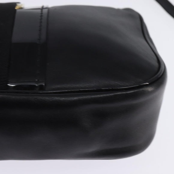 Salvatore Ferragamo Vala Shoulder Bag Leather Black Gold Auth bs29448