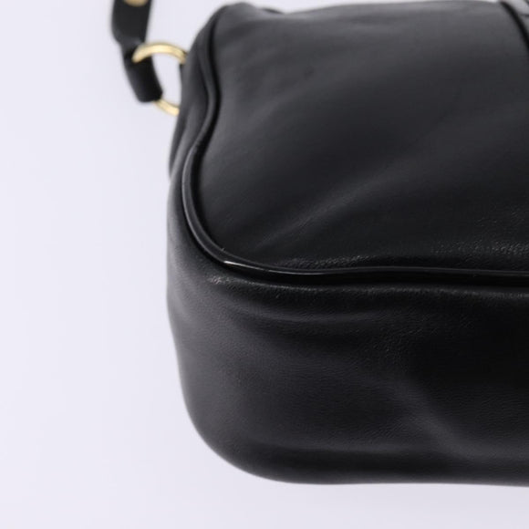 Salvatore Ferragamo Vala Shoulder Bag Leather Black Gold Auth bs29448