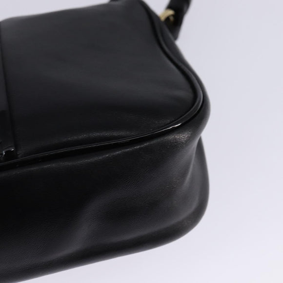 Salvatore Ferragamo Vala Shoulder Bag Leather Black Gold Auth bs29448