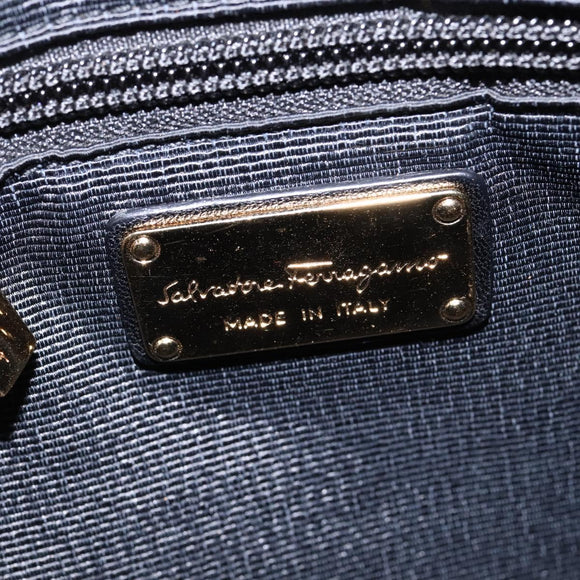 Salvatore Ferragamo Vala Shoulder Bag Leather Black Gold Auth bs29448