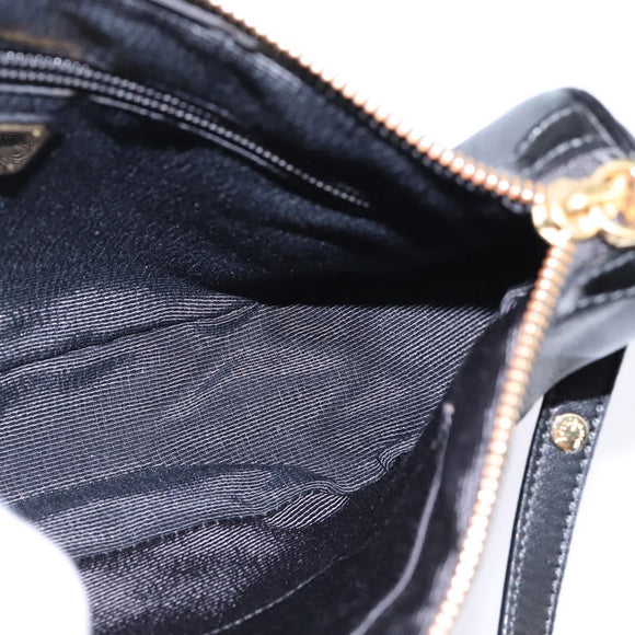 Salvatore Ferragamo Vala Shoulder Bag Leather Black Gold Auth bs29448