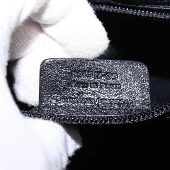 Salvatore Ferragamo Vala Shoulder Bag Leather Black Gold Auth bs29448