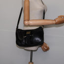 Salvatore Ferragamo Vala Shoulder Bag Leather Black Gold Auth bs29448-21