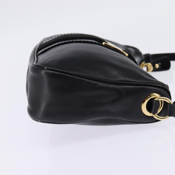 Salvatore Ferragamo Vala Shoulder Bag Leather Black Gold Auth bs29448