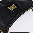 Salvatore Ferragamo Vala Shoulder Bag Leather Black Gold Auth bs29448-6
