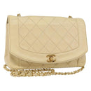 CHANEL Matelasse Chain Diana Shoulder Bag Lamb Skin Beige Gold CC Auth bs29451-1