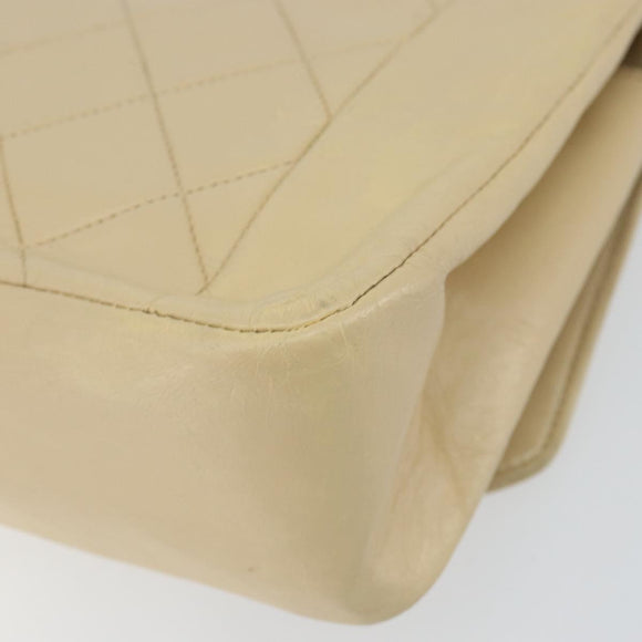 CHANEL Matelasse Chain Diana Shoulder Bag Lamb Skin Beige Gold CC Auth bs29451