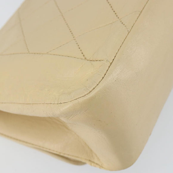 CHANEL Matelasse Chain Diana Shoulder Bag Lamb Skin Beige Gold CC Auth bs29451