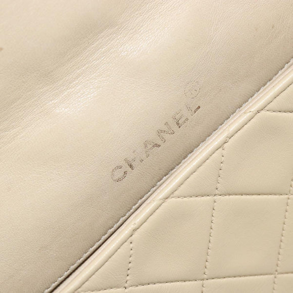 CHANEL Matelasse Chain Diana Shoulder Bag Lamb Skin Beige Gold CC Auth bs29451