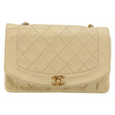 CHANEL Matelasse Chain Diana Shoulder Bag Lamb Skin Beige Gold CC Auth bs29451-2