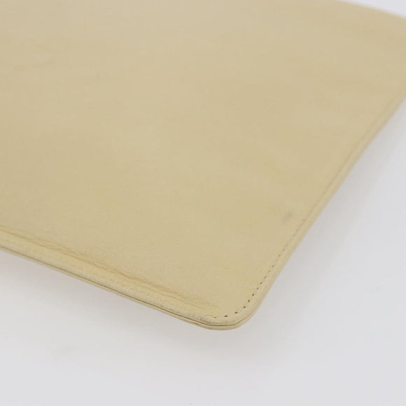 CHANEL camellia Pouch Lamb Skin Beige CC Auth bs29452