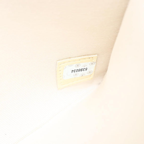 CHANEL camellia Pouch Lamb Skin Beige CC Auth bs29452