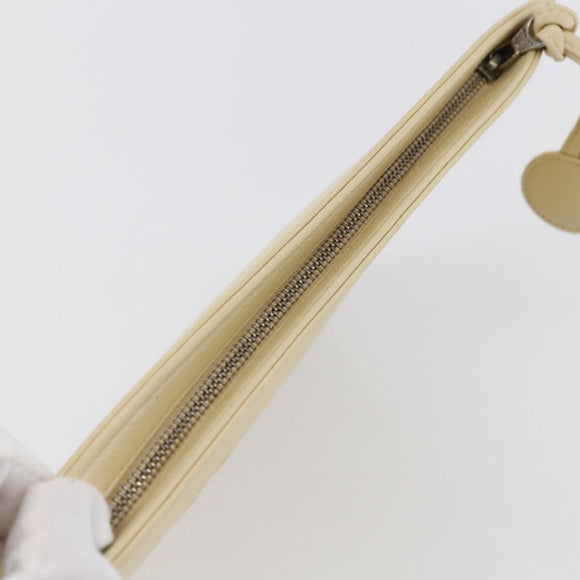 CHANEL camellia Pouch Lamb Skin Beige CC Auth bs29452