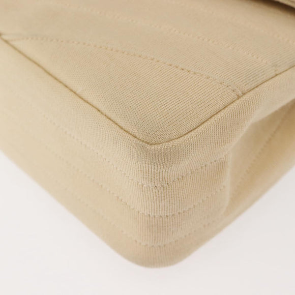 CHANEL V stitch Chain Shoulder Bag cotton Vintage Beige Gold CC Auth bs29453