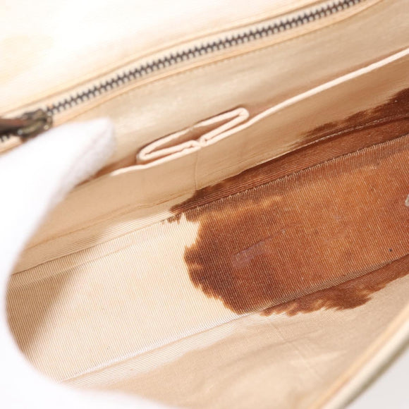 CHANEL V stitch Chain Shoulder Bag cotton Vintage Beige Gold CC Auth bs29453