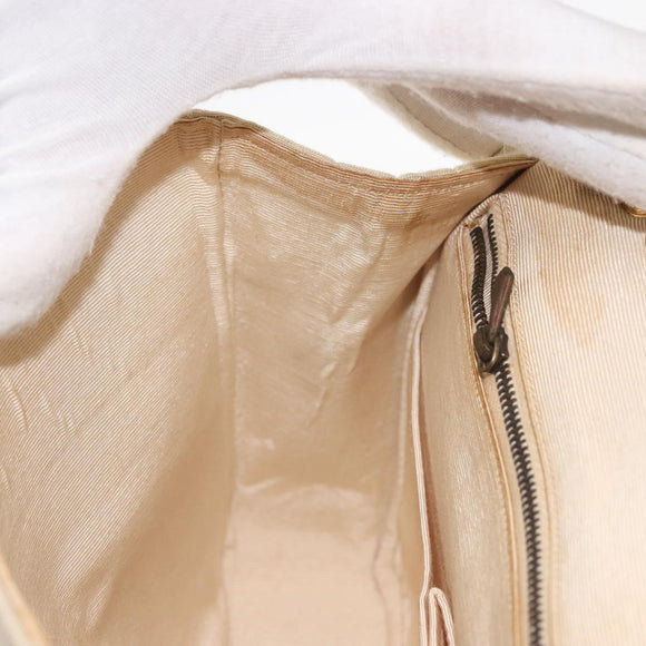 CHANEL V stitch Chain Shoulder Bag cotton Vintage Beige Gold CC Auth bs29453