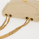 CHANEL V stitch Chain Shoulder Bag cotton Vintage Beige Gold CC Auth bs29453-6