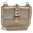 VALENTINO Chain Shoulder Bag Leather Gold Auth bs29454-1