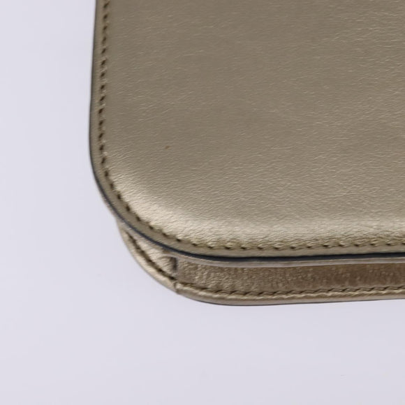 VALENTINO Chain Shoulder Bag Leather Gold Auth bs29454