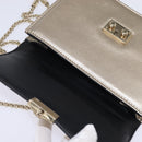 VALENTINO Chain Shoulder Bag Leather Gold Auth bs29454-9