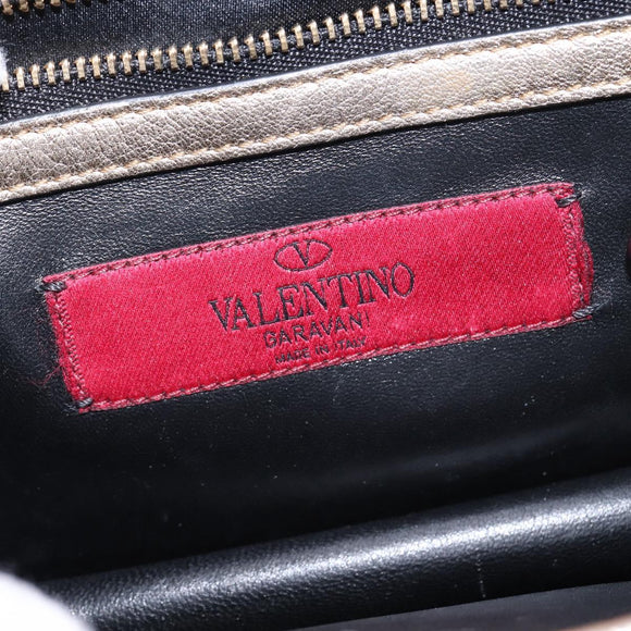 VALENTINO Chain Shoulder Bag Leather Gold Auth bs29454