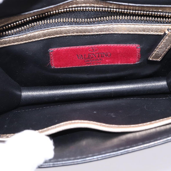 VALENTINO Chain Shoulder Bag Leather Gold Auth bs29454