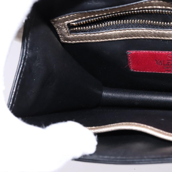 VALENTINO Chain Shoulder Bag Leather Gold Auth bs29454