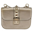 VALENTINO Chain Shoulder Bag Leather Gold Auth bs29454-13