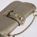VALENTINO Chain Shoulder Bag Leather Gold Auth bs29454-6