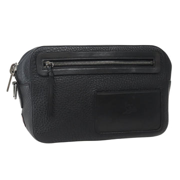 Christian Louboutin Clutch Bag Leather Black Silver Auth bs29456