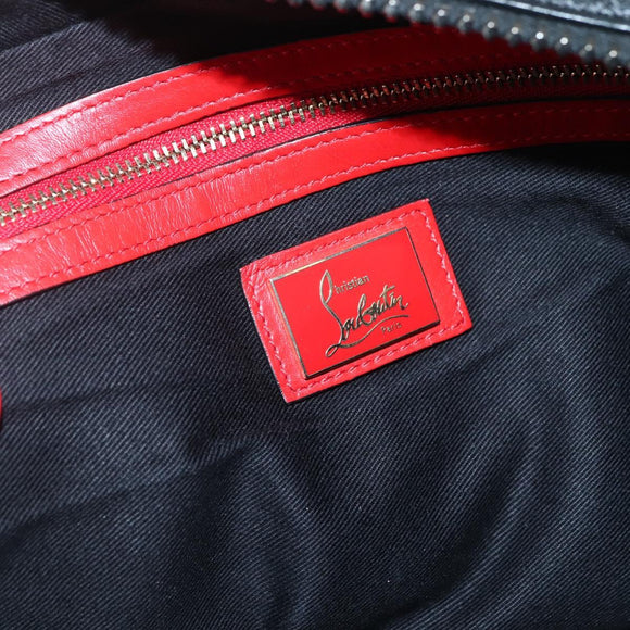 Christian Louboutin Clutch Bag Leather Black Silver Auth bs29456