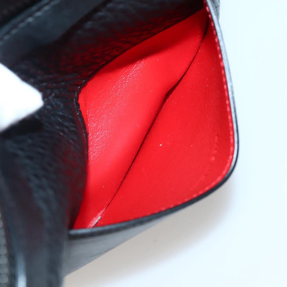 Christian Louboutin Clutch Bag Leather Black Silver Auth bs29456