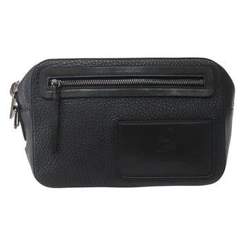 Christian Louboutin Clutch Bag Leather Black Silver Auth bs29456 - 0