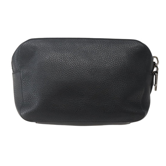 Christian Louboutin Clutch Bag Leather Black Silver Auth bs29456