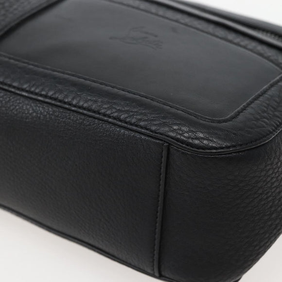 Christian Louboutin Clutch Bag Leather Black Silver Auth bs29456