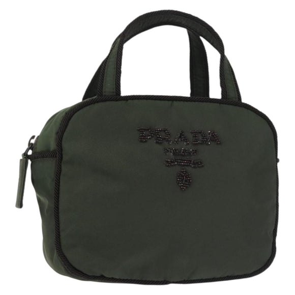 PRADA Hand Bag Nylon Khaki Auth bs29457