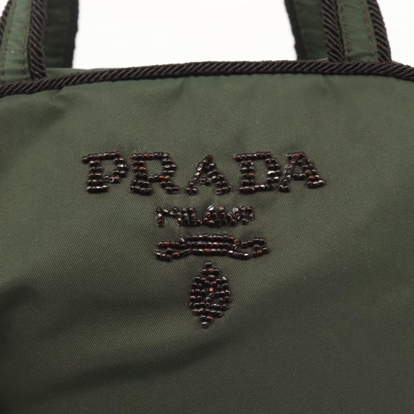 PRADA Hand Bag Nylon Khaki Auth bs29457