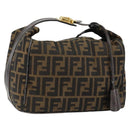 FENDI Zucca Canvas Vanity Hand Bag Black Brown Auth bs29458-1
