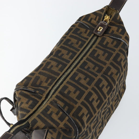 FENDI Zucca Canvas Vanity Hand Bag Black Brown Auth bs29458
