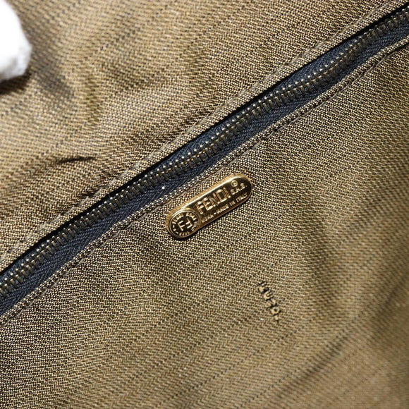 FENDI Zucca Canvas Vanity Hand Bag Black Brown Auth bs29458