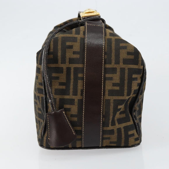 FENDI Zucca Canvas Vanity Hand Bag Black Brown Auth bs29458