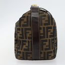 FENDI Zucca Canvas Vanity Hand Bag Black Brown Auth bs29458-5