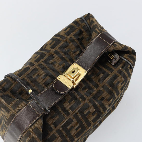 FENDI Zucca Canvas Vanity Hand Bag Black Brown Auth bs29458