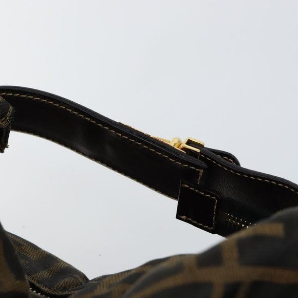 FENDI Zucca Canvas Vanity Hand Bag Black Brown Auth bs29458